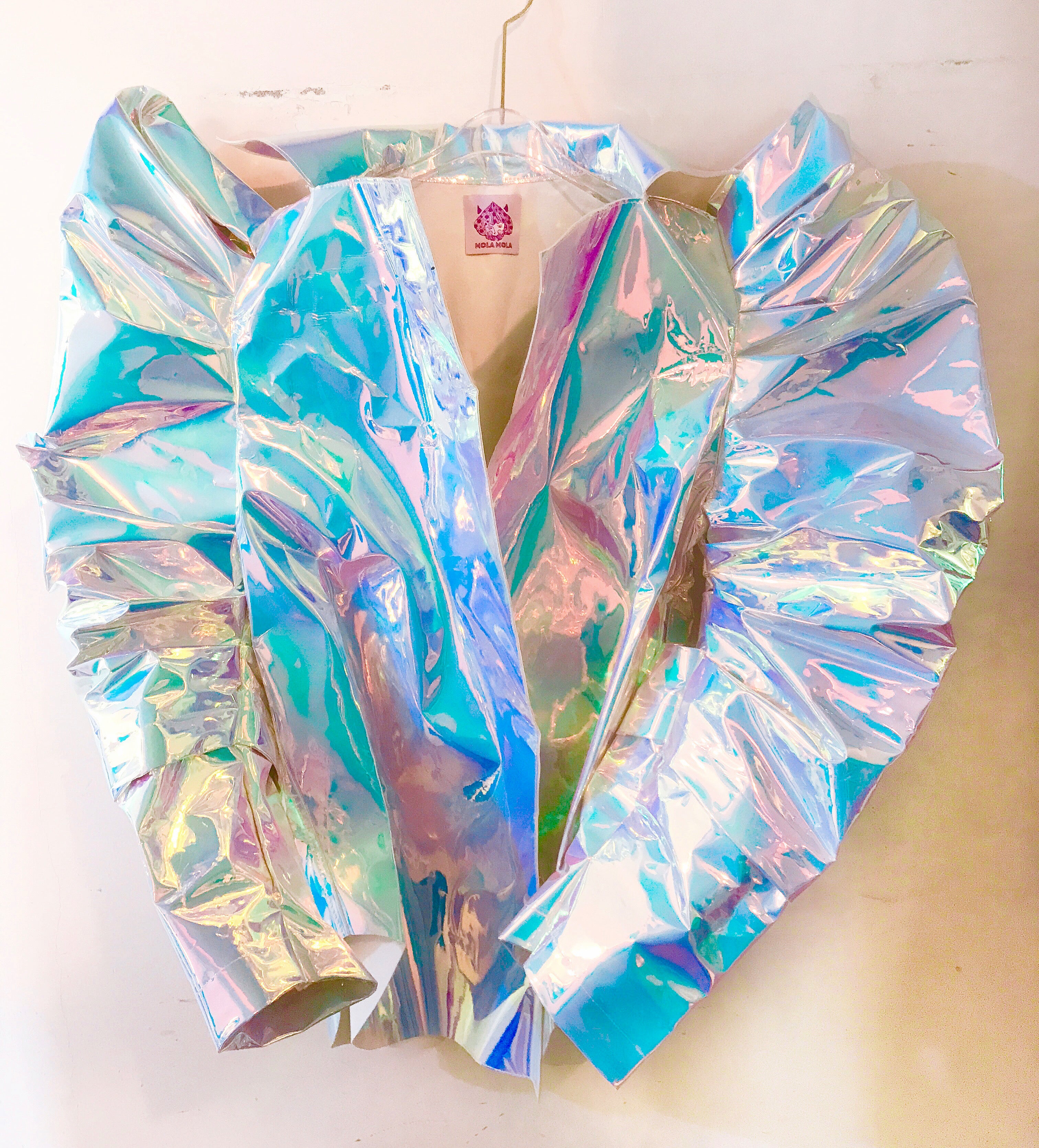 Holographic unicorn oversize big sleeve cyber metaverse galaxy costume coat jacket