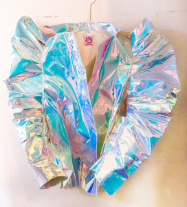 Holographic unicorn oversize big sleeve cyber metaverse galaxy costume coat jacket