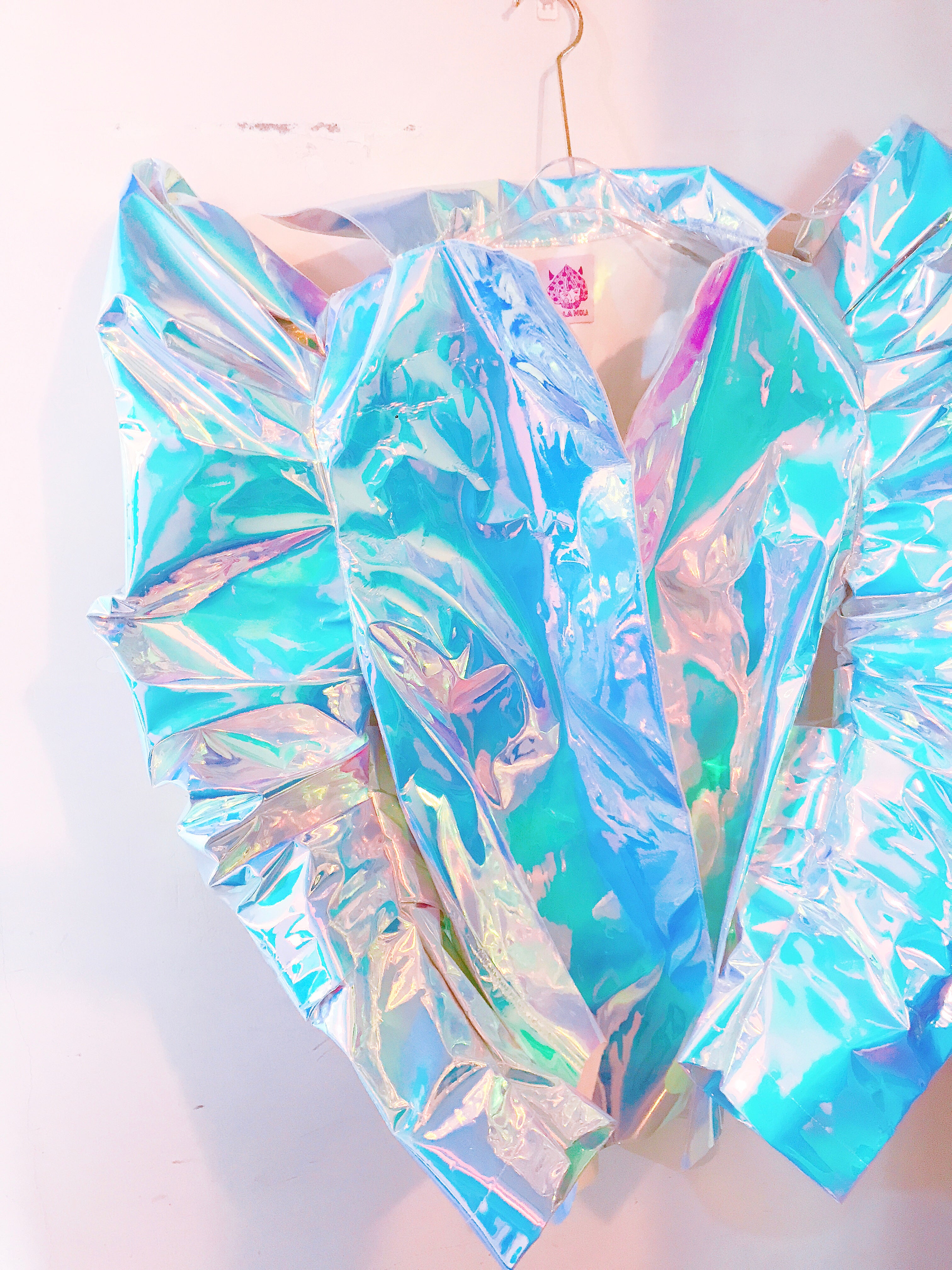 Holographic unicorn oversize big sleeve cyber metaverse galaxy costume coat jacket