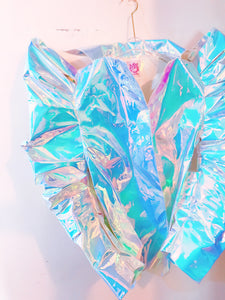 Holographic unicorn oversize big sleeve cyber metaverse galaxy costume coat jacket
