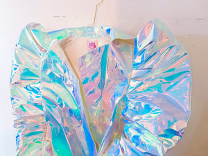 Holographic unicorn oversize big sleeve cyber metaverse galaxy costume coat jacket
