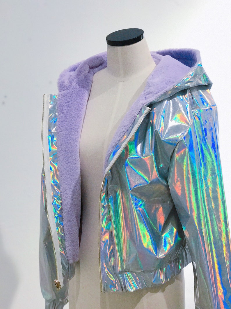 Holographic Double-sided jacket | Purple galaxy