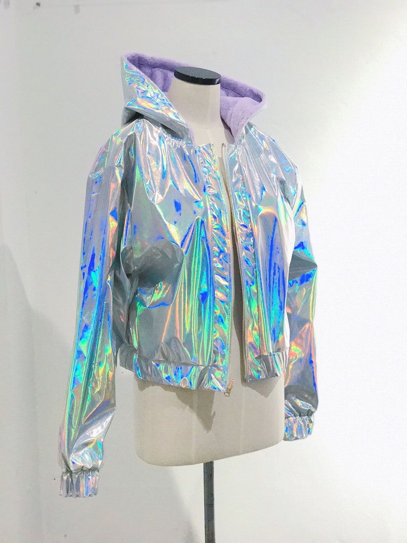 Holographic Double-sided jacket | Purple galaxy