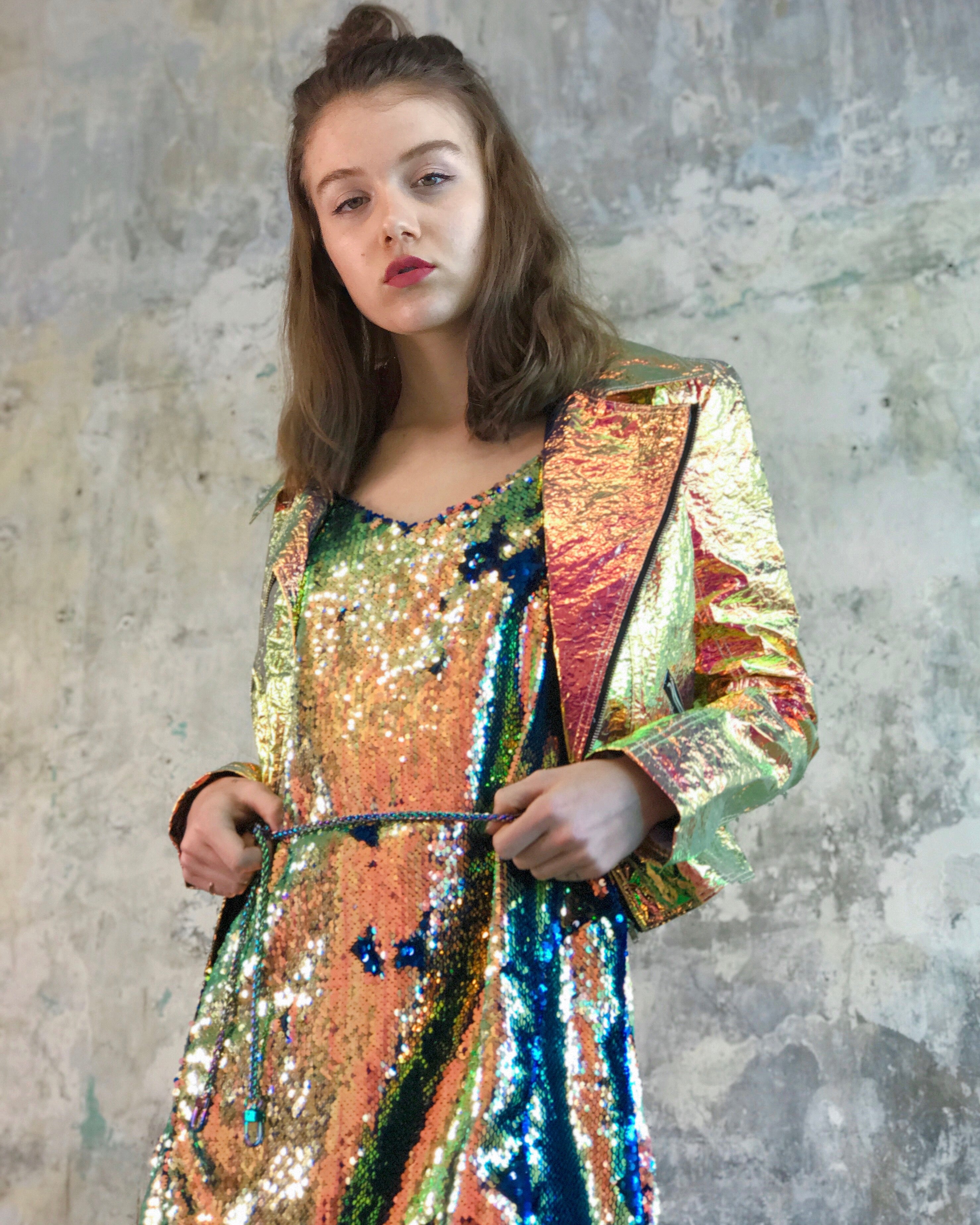 Metallic Hologram Moto Jacket