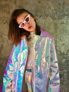 Holographic unicorn oversize long jacket