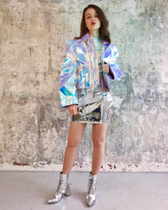 Holographic unicorn oversize  short jacket !