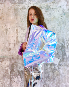 Holographic unicorn oversize  short jacket !