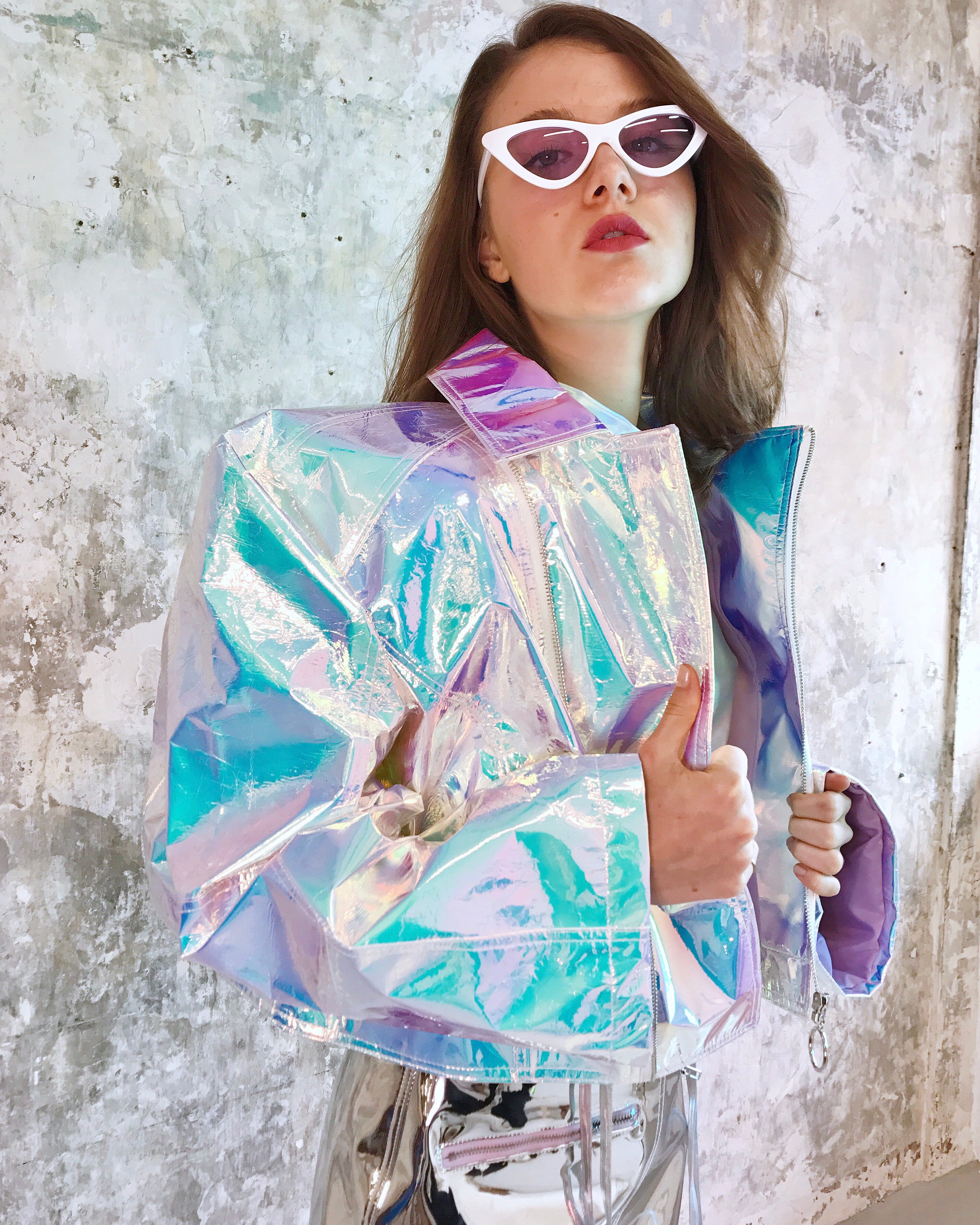 Holographic unicorn oversize  short jacket !