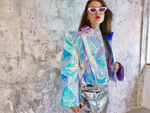 Holographic unicorn oversize  short jacket !