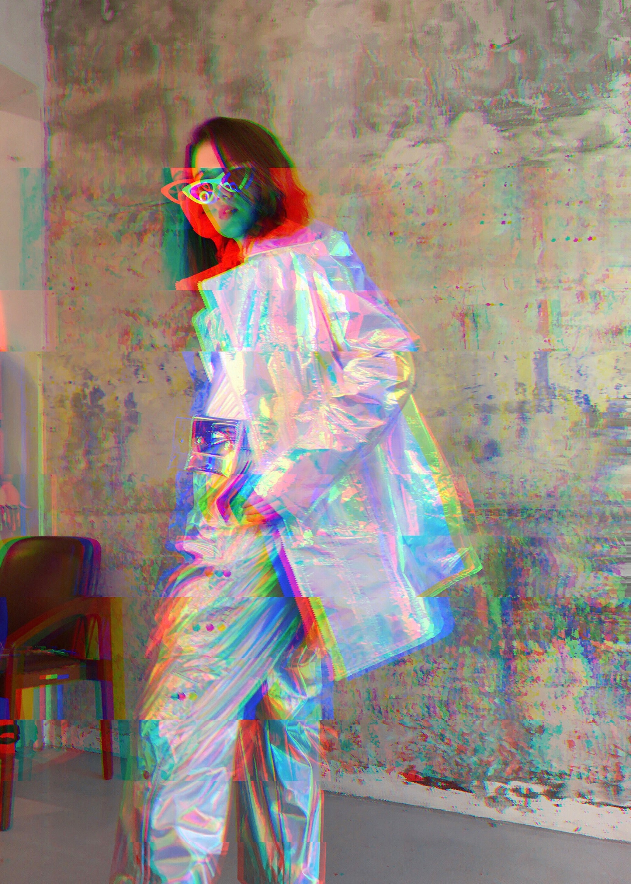 Holographic unicorn oversize long jacket