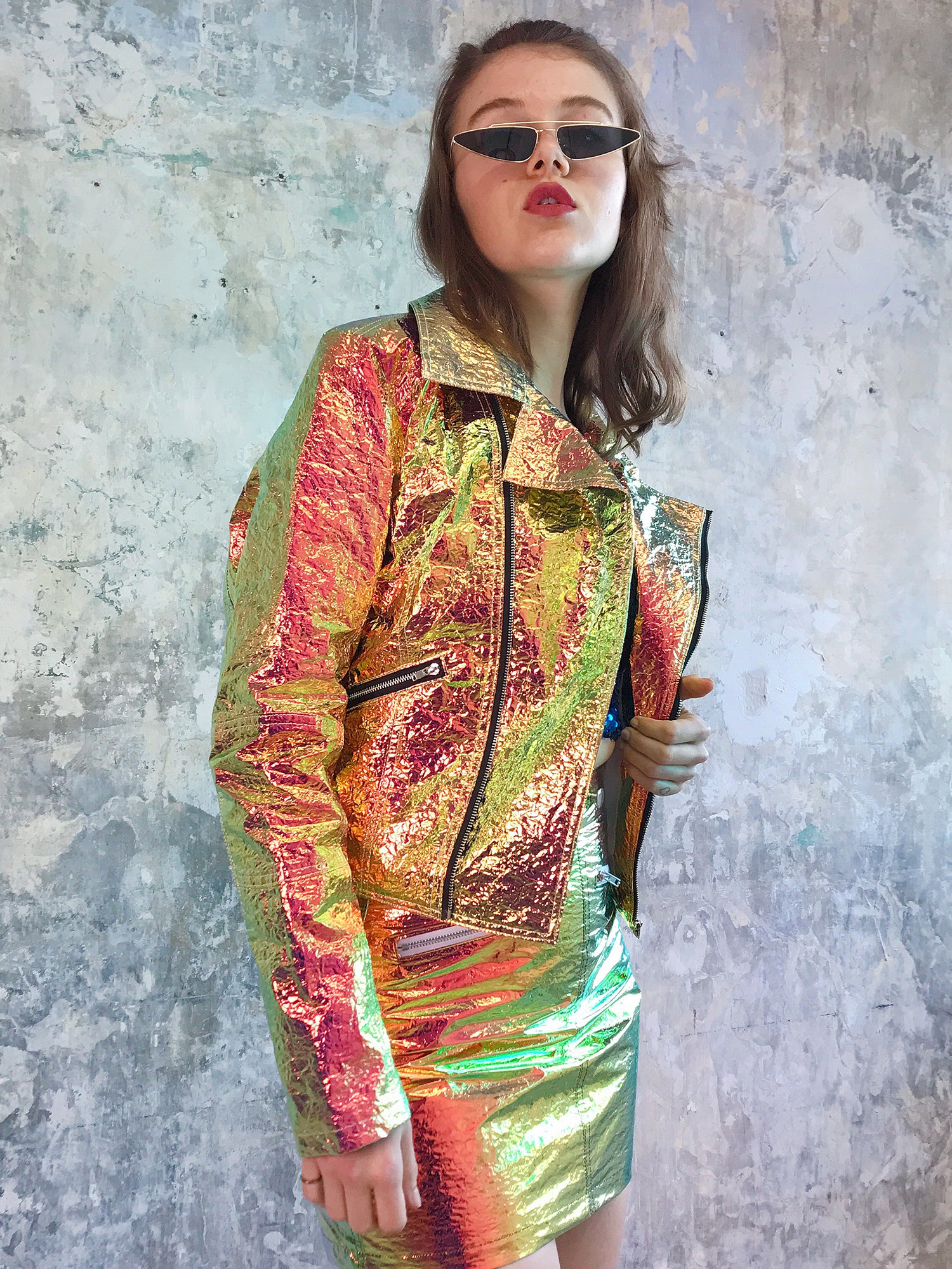 Metallic Hologram Moto Jacket
