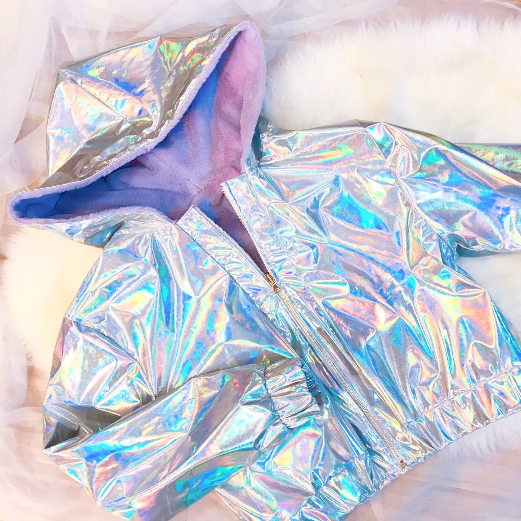 Holographic Double-sided jacket | Purple galaxy