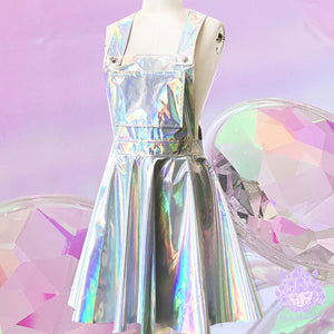 Holographic suspender Sparkle Flare Skater Dress