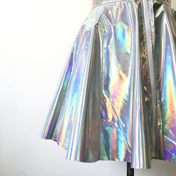 Holographic suspender Sparkle Flare Skater Dress