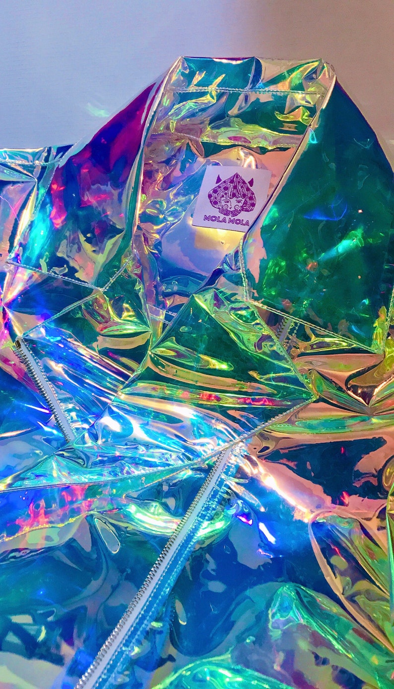 Holographic see through rainbow sleeveless biker ｜vest｜Unisex