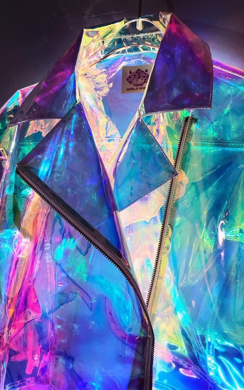 Holographic see through rainbow sleeveless biker ｜vest｜Unisex
