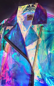 Holographic see through rainbow sleeveless biker ｜vest｜Unisex