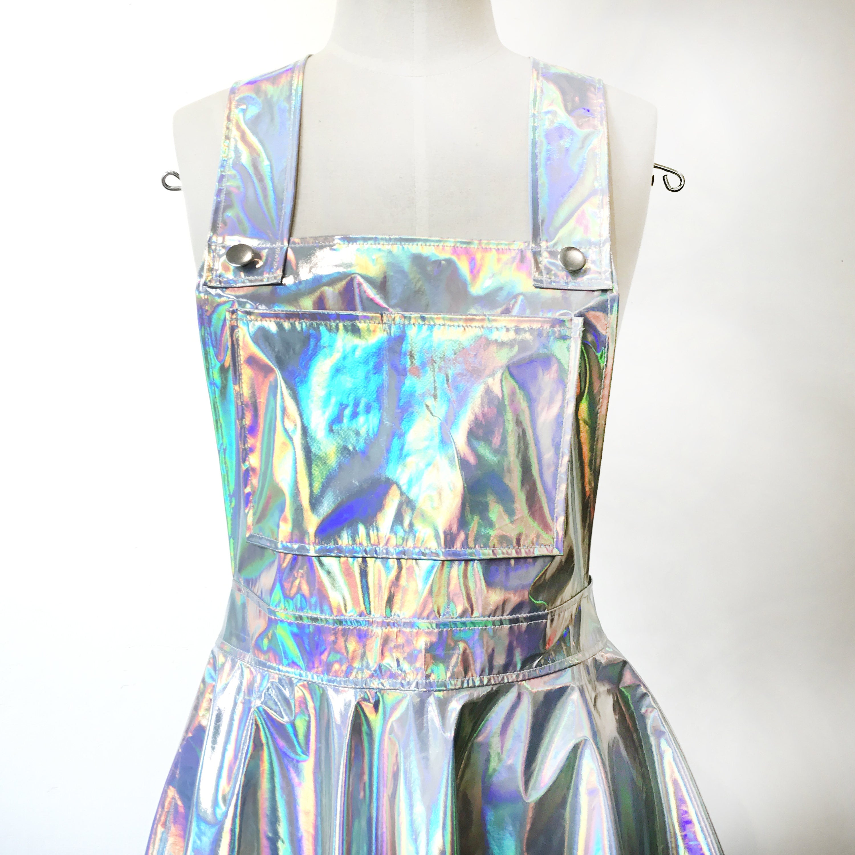 Holographic suspender Sparkle Flare Skater Dress